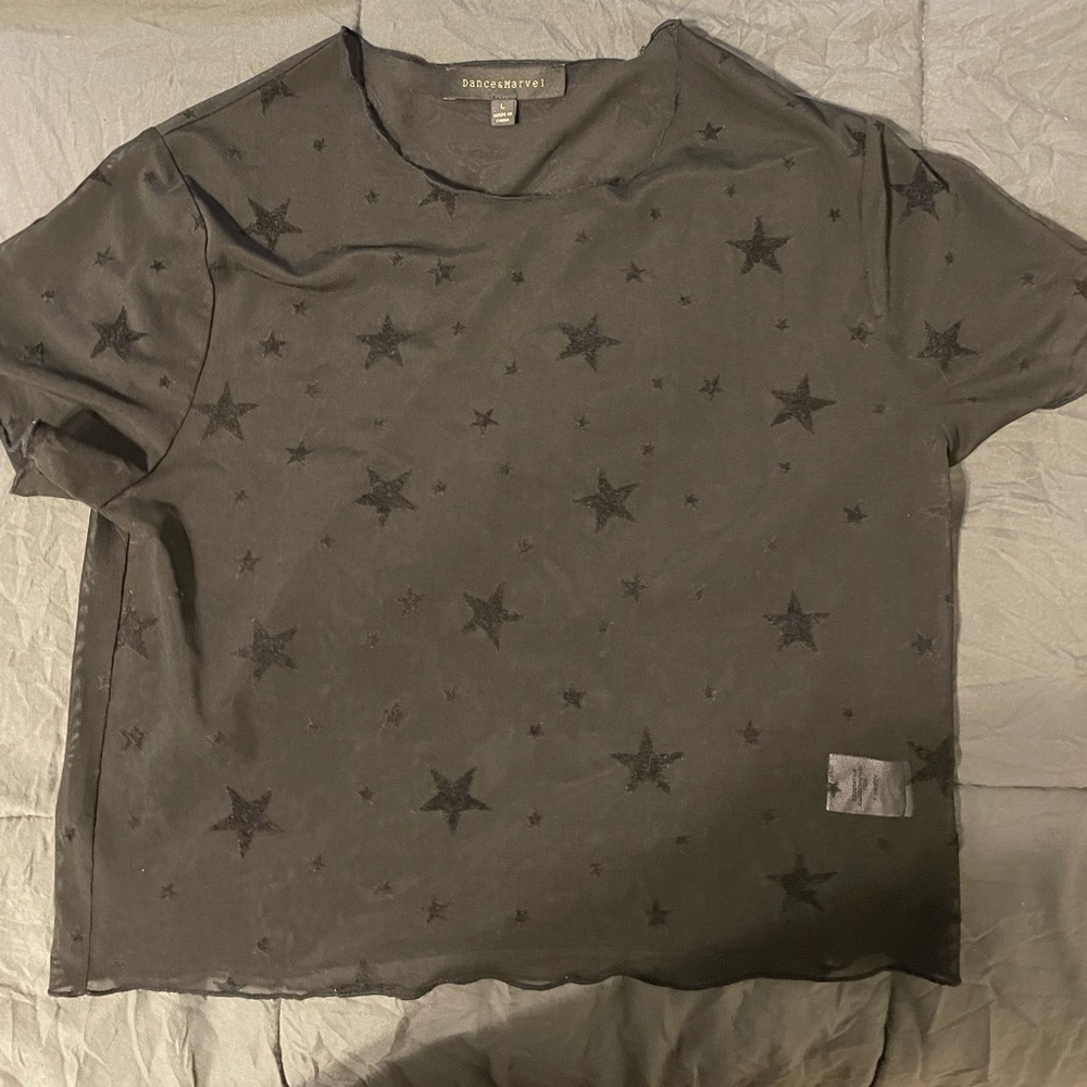 Black star mesh shirt